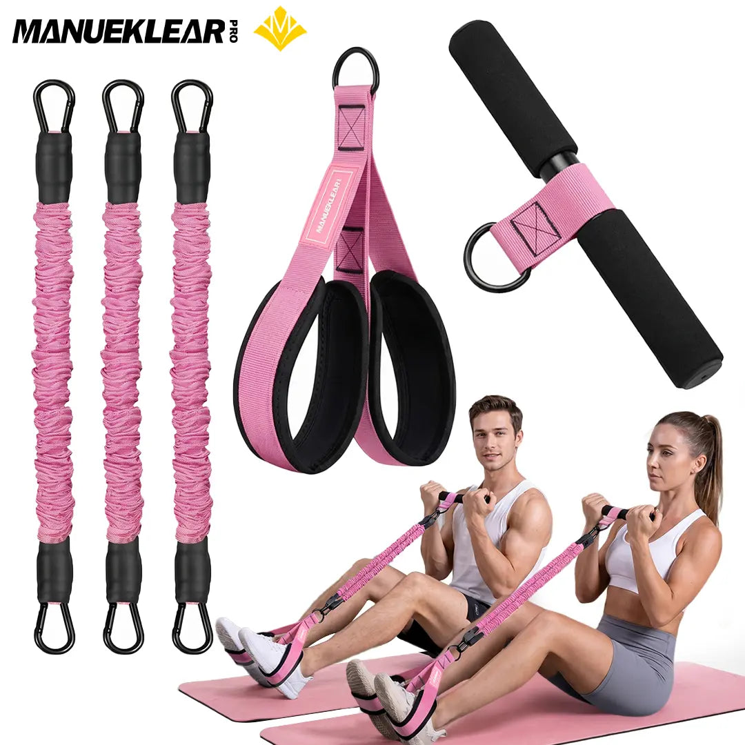 MANUEKLEAR Upgraded Multifunctional 3-Tube Pedal Resistance Bands with Handles