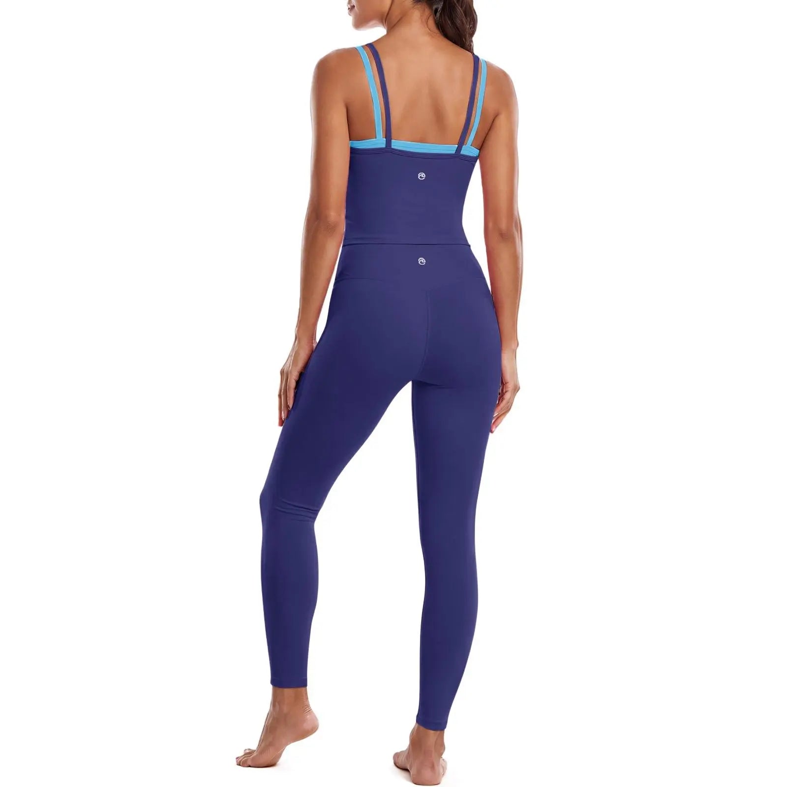 Aoysky Women's 2-Piece High Stretch Workout Ensemble: Padded Sleeveless Camisole and High-Waisted Fitted Leggings for Quick-Dry Fitness Training and Yoga