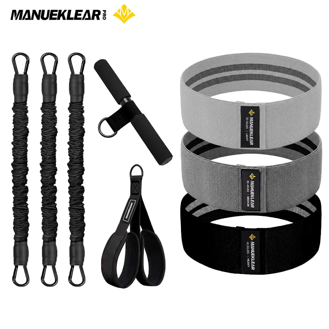 MANUEKLEAR Upgraded Multifunctional 3-Tube Pedal Resistance Bands with Handles
