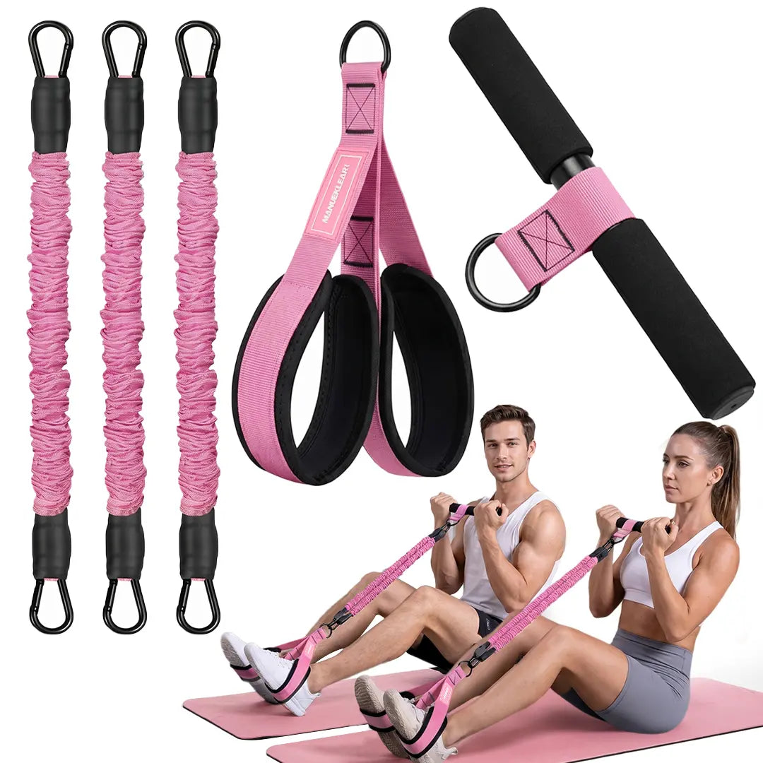 MANUEKLEAR Upgraded Multifunctional 3-Tube Pedal Resistance Bands with Handles