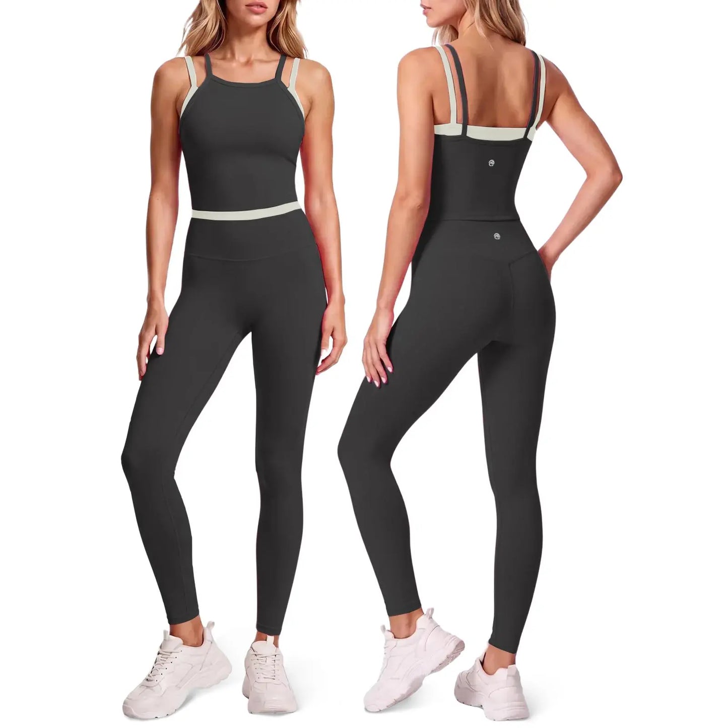 Aoysky Women's 2-Piece High Stretch Workout Ensemble: Padded Sleeveless Camisole and High-Waisted Fitted Leggings for Quick-Dry Fitness Training and Yoga