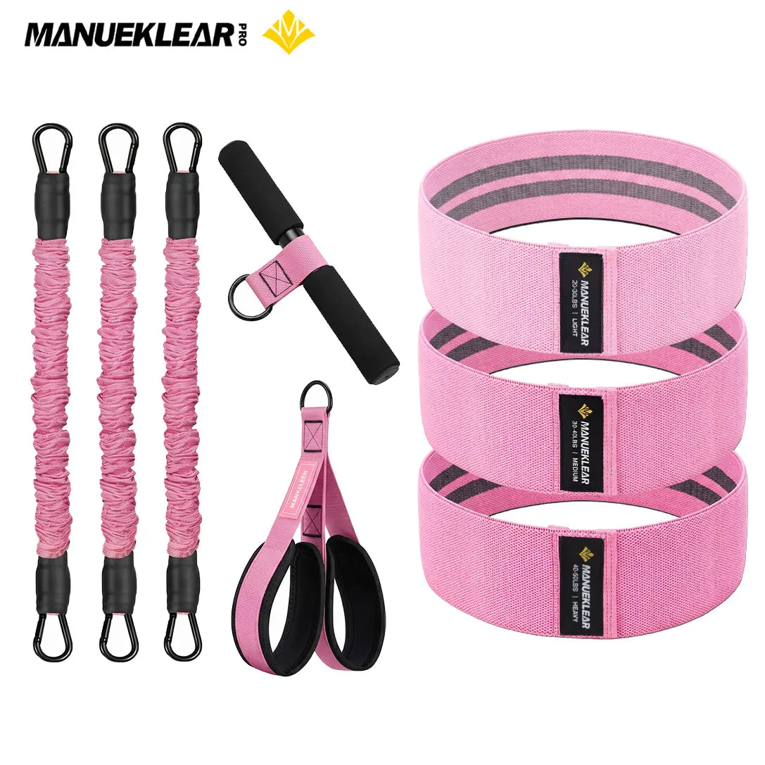 MANUEKLEAR Upgraded Multifunctional 3-Tube Pedal Resistance Bands with Handles