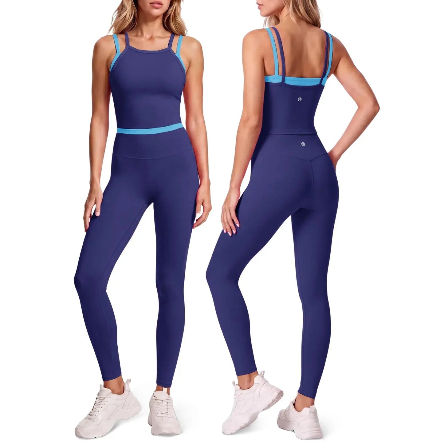Aoysky Women's 2-Piece High Stretch Workout Ensemble: Padded Sleeveless Camisole and High-Waisted Fitted Leggings for Quick-Dry Fitness Training and Yoga